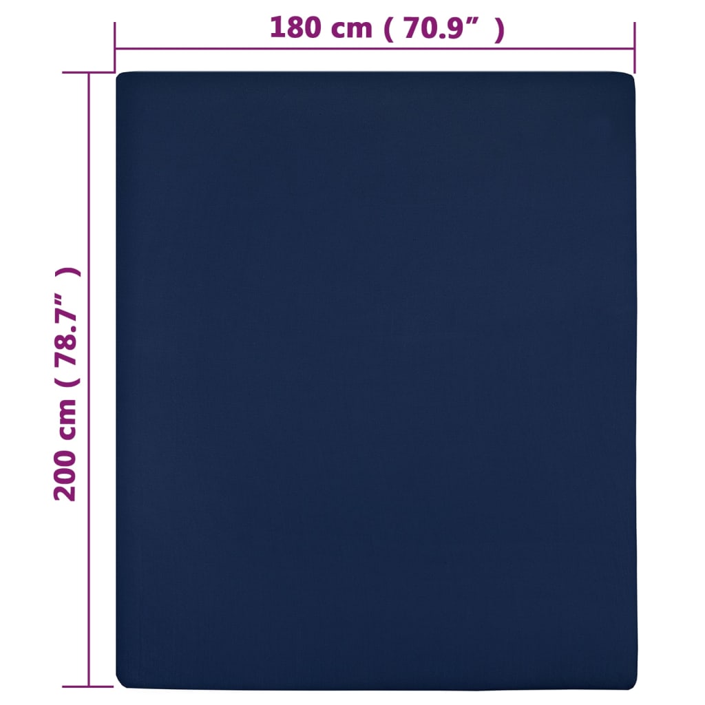 vidaXL Draps-housses Jersey 2 pcs Bleu marine 180x200 cm Coton