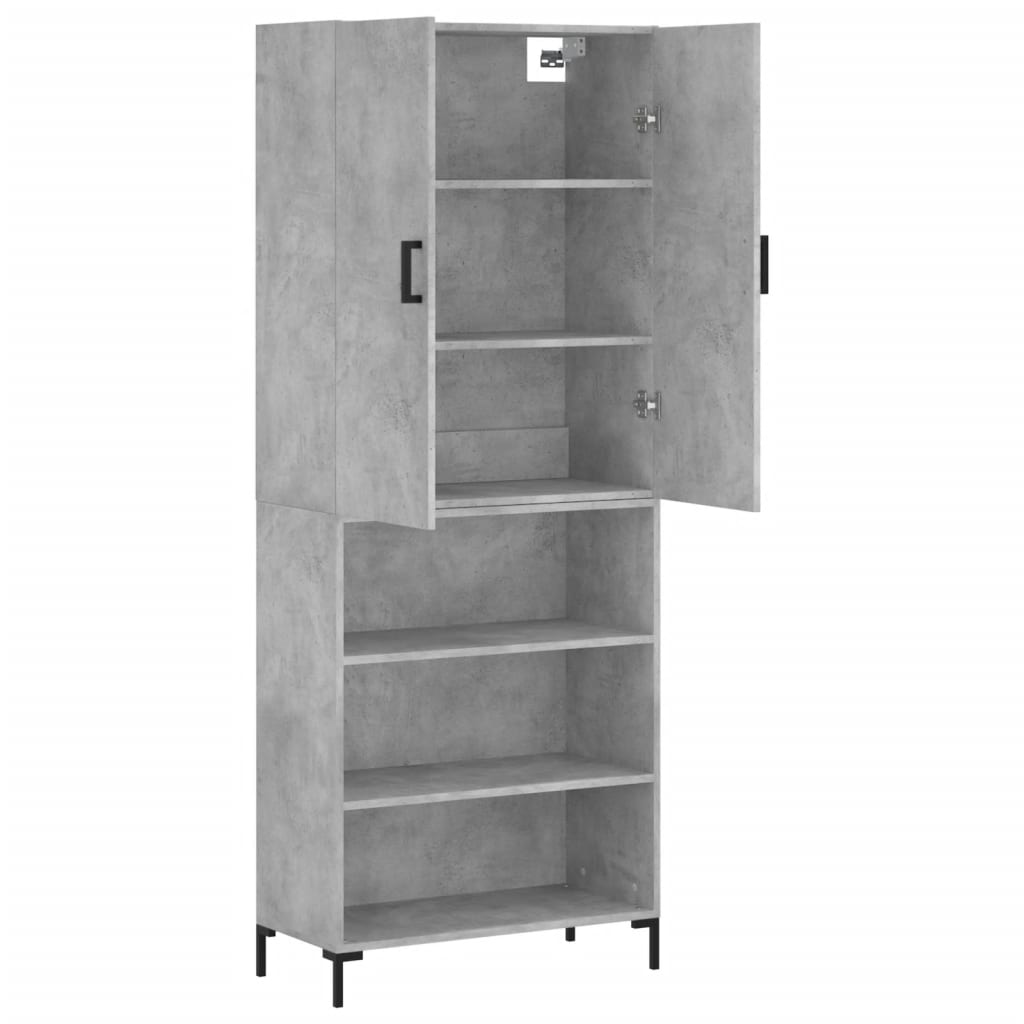 vidaXL Buffet haut Gris béton 69,5x34x180 cm Bois d'ingénierie