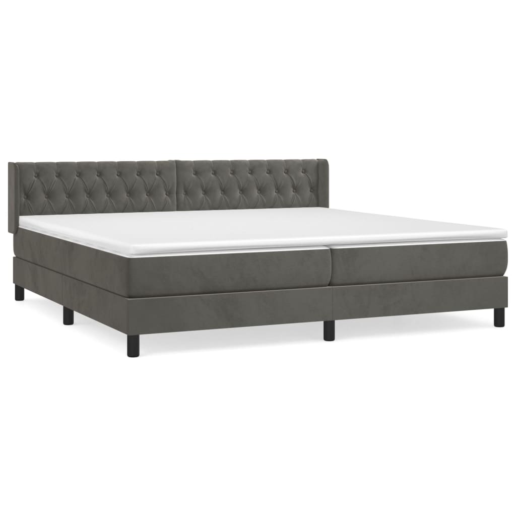 vidaXL Sommier à lattes de lit et matelas Gris foncé 200x200cm Velours