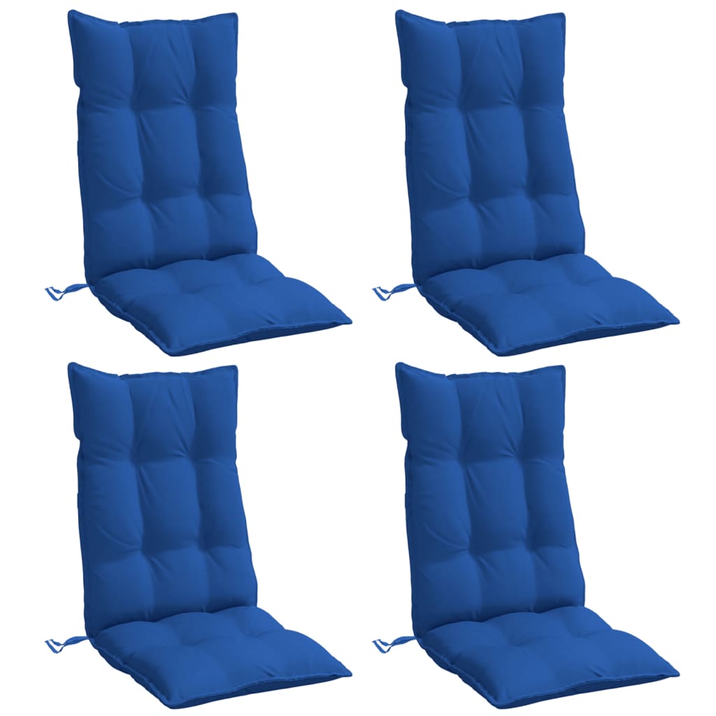 vidaXL Coussins de chaise à dossier haut lot de 4 bleu royal