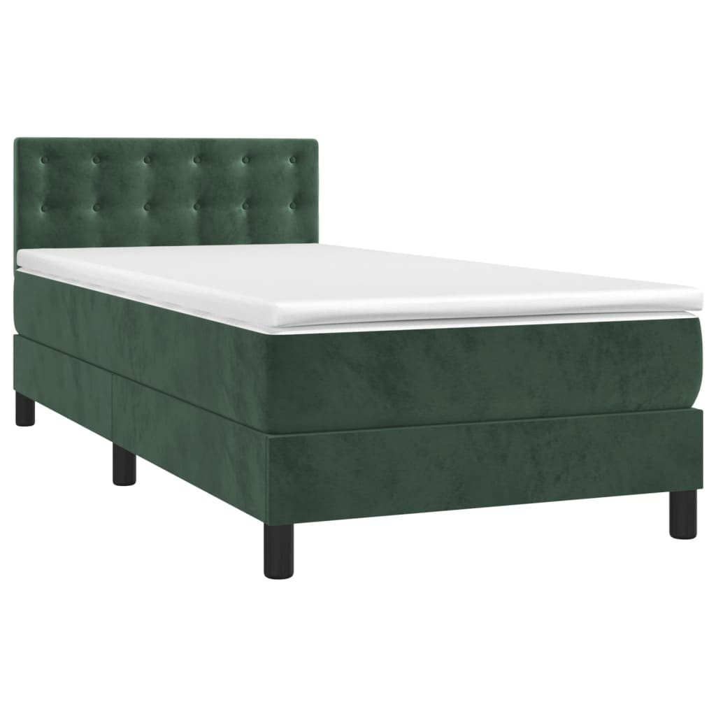 vidaXL Sommier à lattes de lit avec matelas et LED Vert foncé 90x200cm