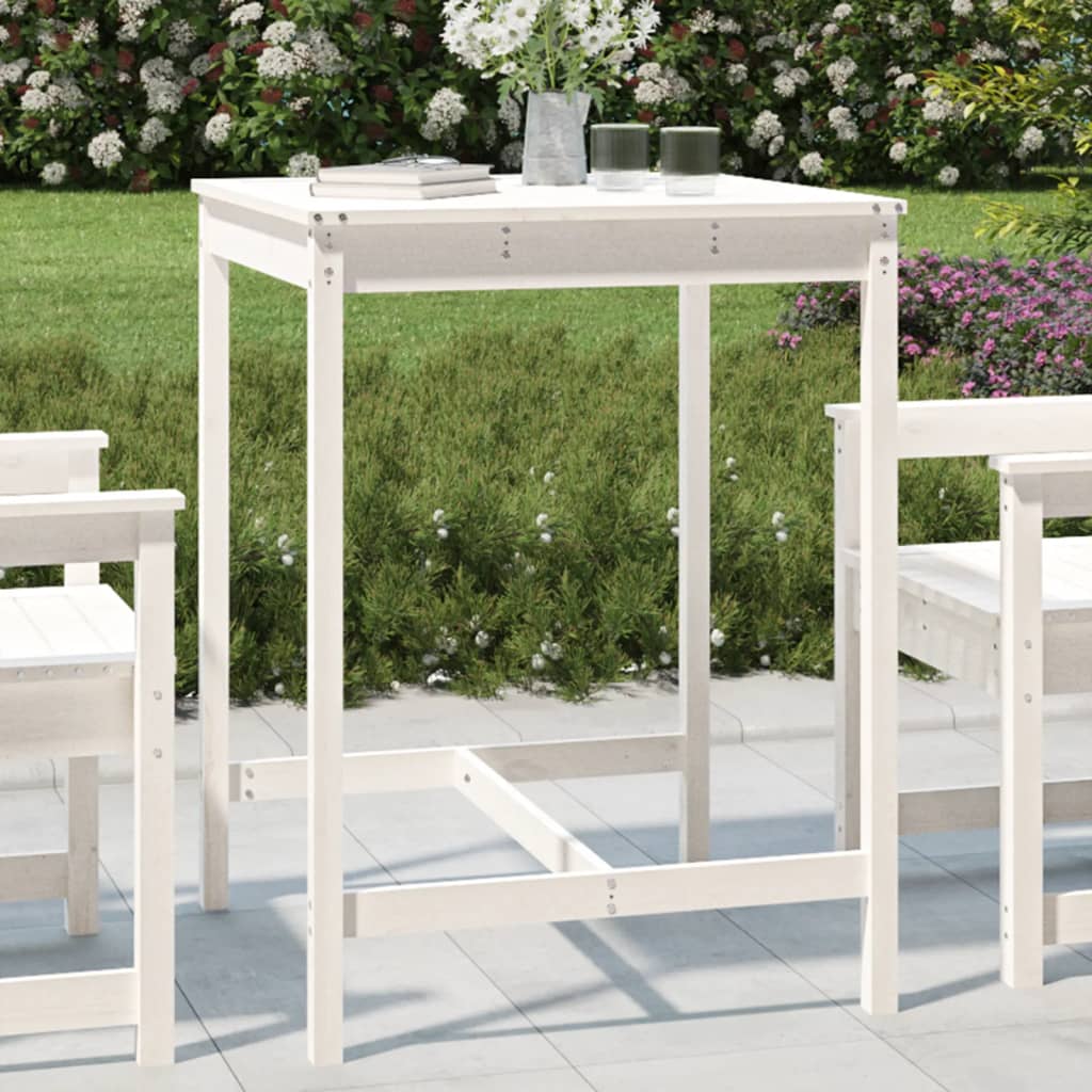 vidaXL Table de jardin blanc 82,5x82,5x110 cm bois massif de pin