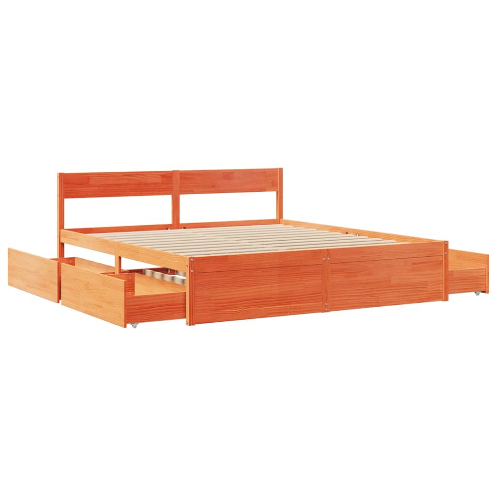 vidaXL Cadre de lit sans matelas cire marron 200x200cm bois pin massif