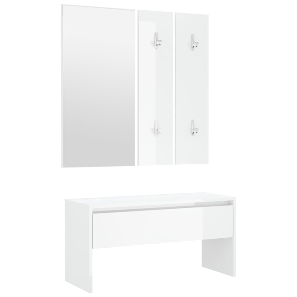 vidaXL Ensemble de meubles de couloir Blanc brillant Bois d'ingénierie