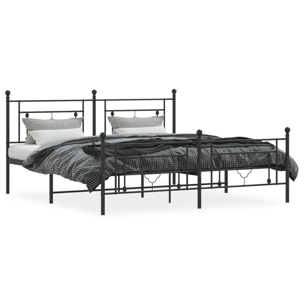 vidaXL Cadre de lit métal sans matelas avec pied de lit noir 180x200cm