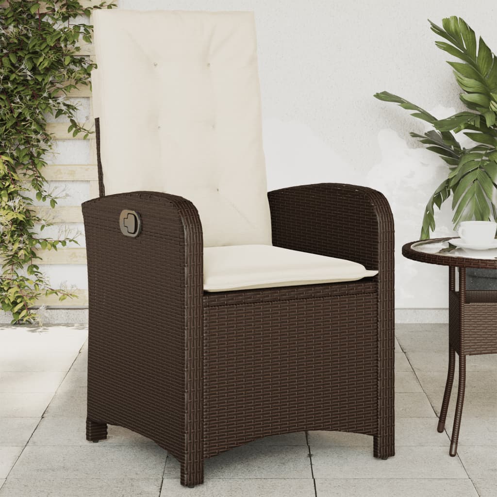 vidaXL Chaises inclinables de jardin lot de 2 et coussins marron rotin