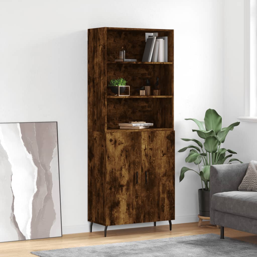 vidaXL Buffet haut Chêne fumé 69,5x34x180 cm Bois d'ingénierie