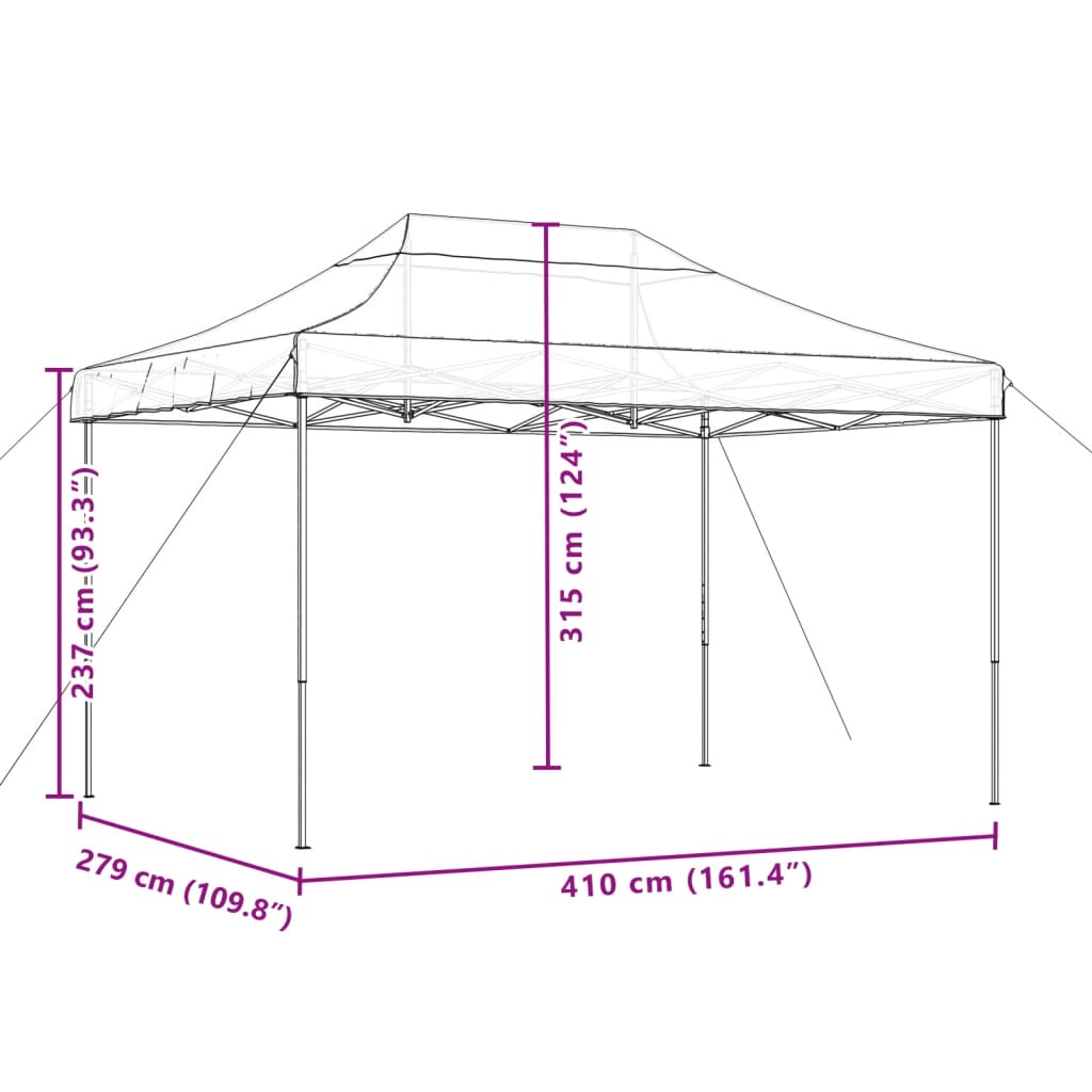 vidaXL Tente de réception pliable escamotable taupe 410x279x315 cm