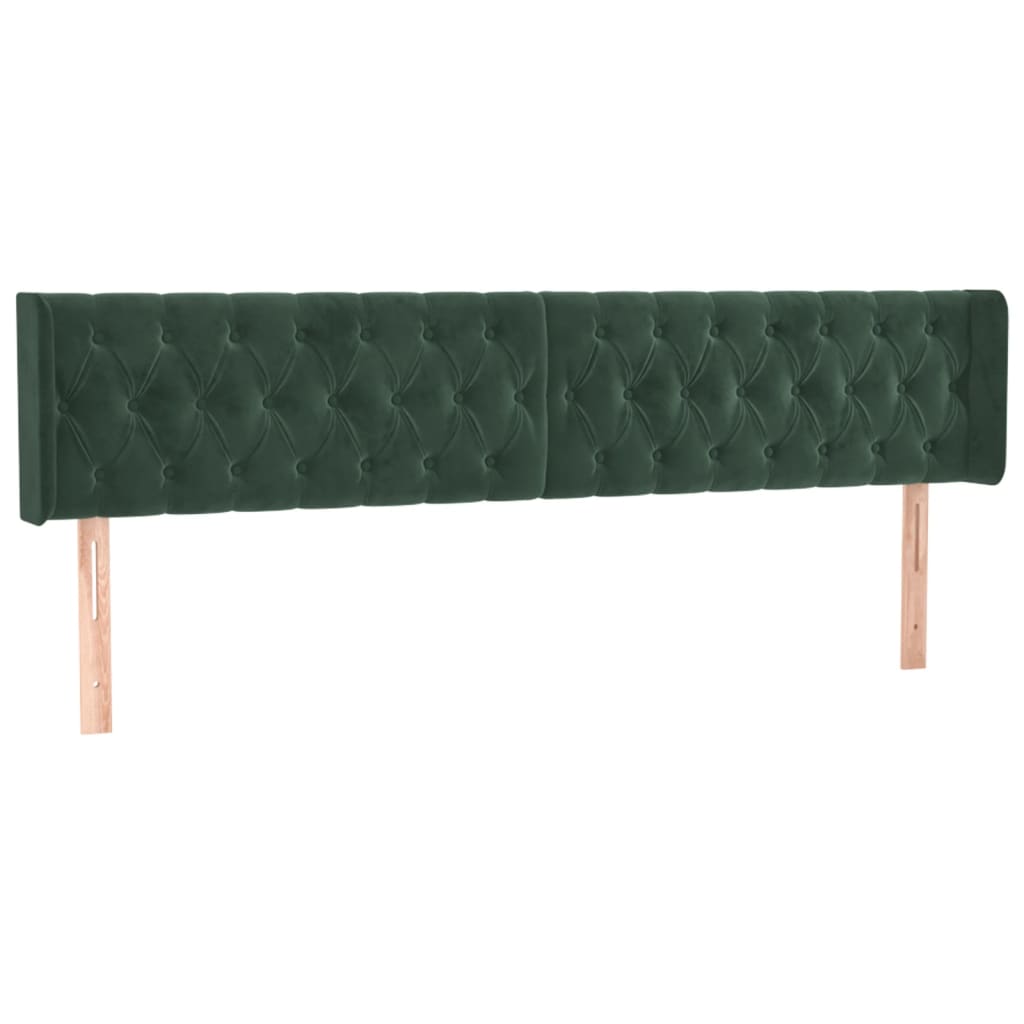 vidaXL Tête de lit avec oreilles Vert foncé 203x16x78/88 cm Velours