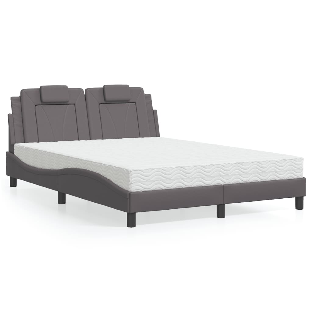 vidaXL Lit avec matelas gris 120x200 cm similicuir