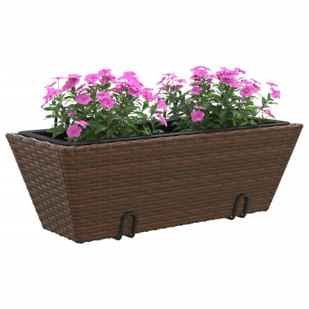 vidaXL Jardinières avec crochets 2 pcs marron résine tressée