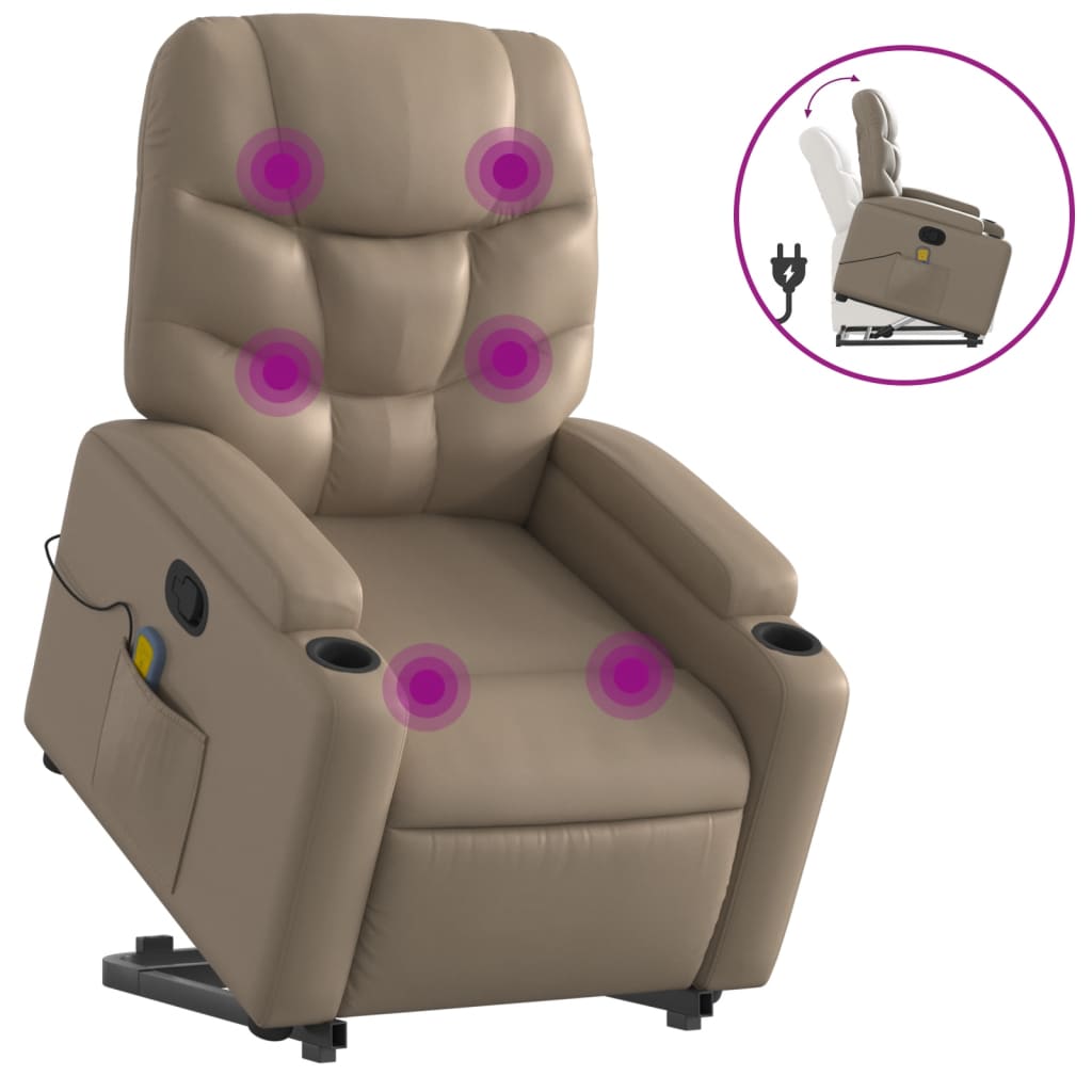 vidaXL Fauteuil inclinable de massage Cappuccino Similicuir