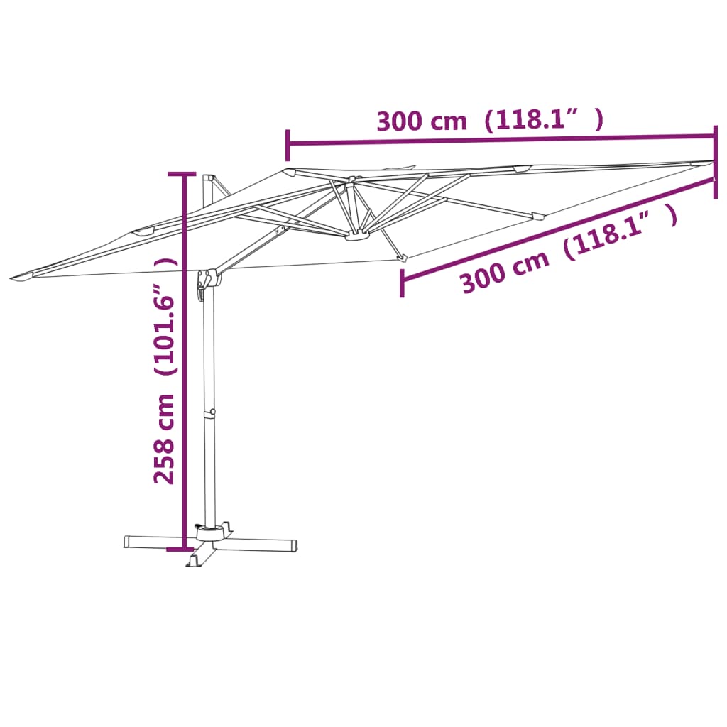 vidaXL Parasol de jardin en porte-à-faux et poteau en aluminium vert