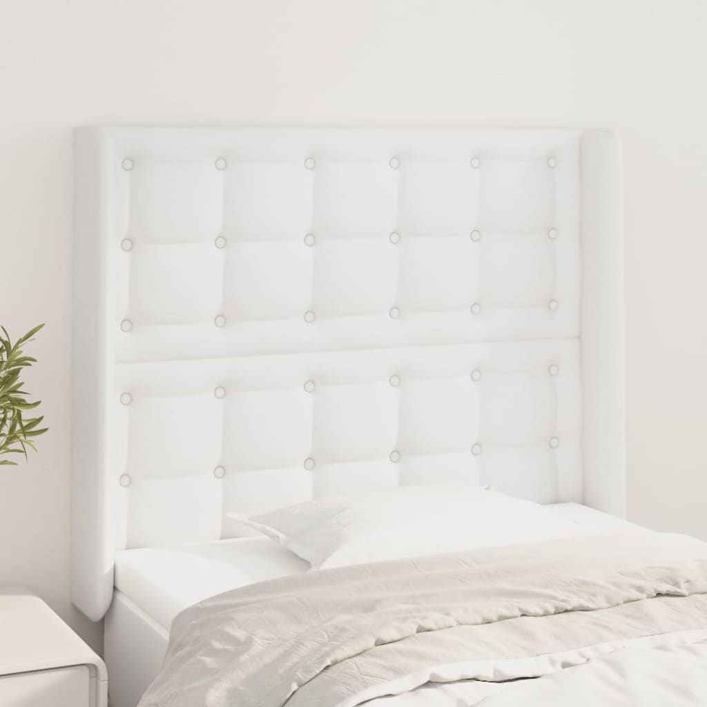 vidaXL Tête de lit avec oreilles Blanc 93x16x118/128 cm Similicuir