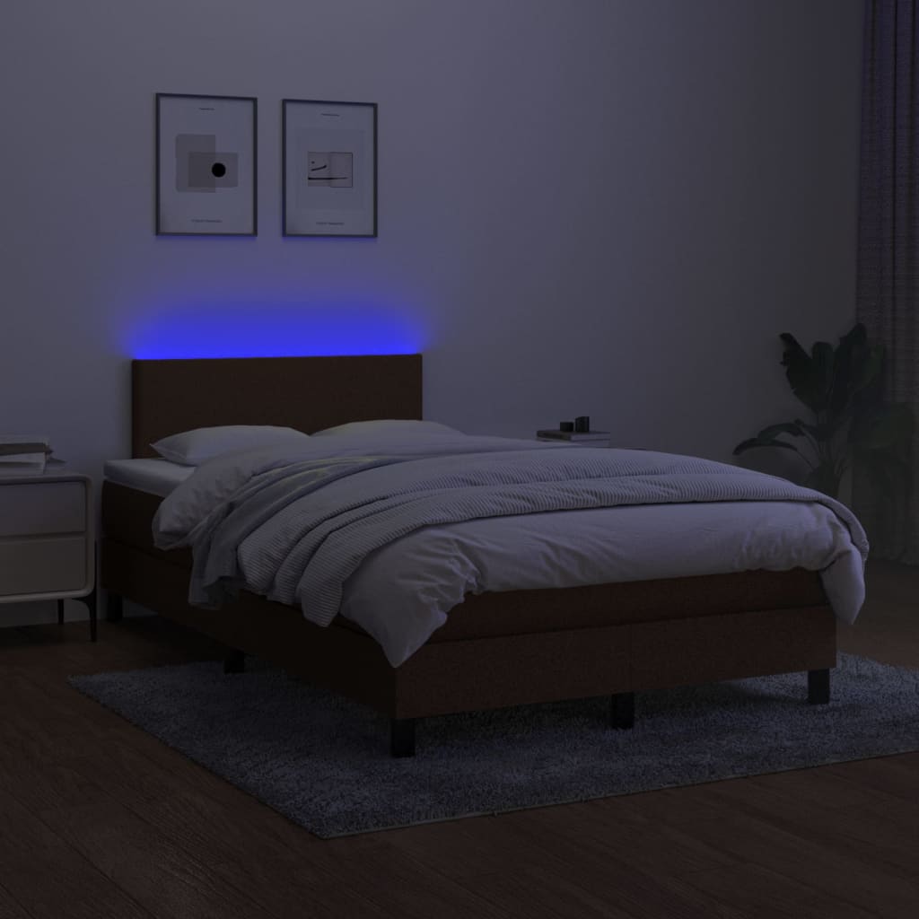 vidaXL Sommier à lattes de lit matelas et LED Marron foncé 120x200 cm