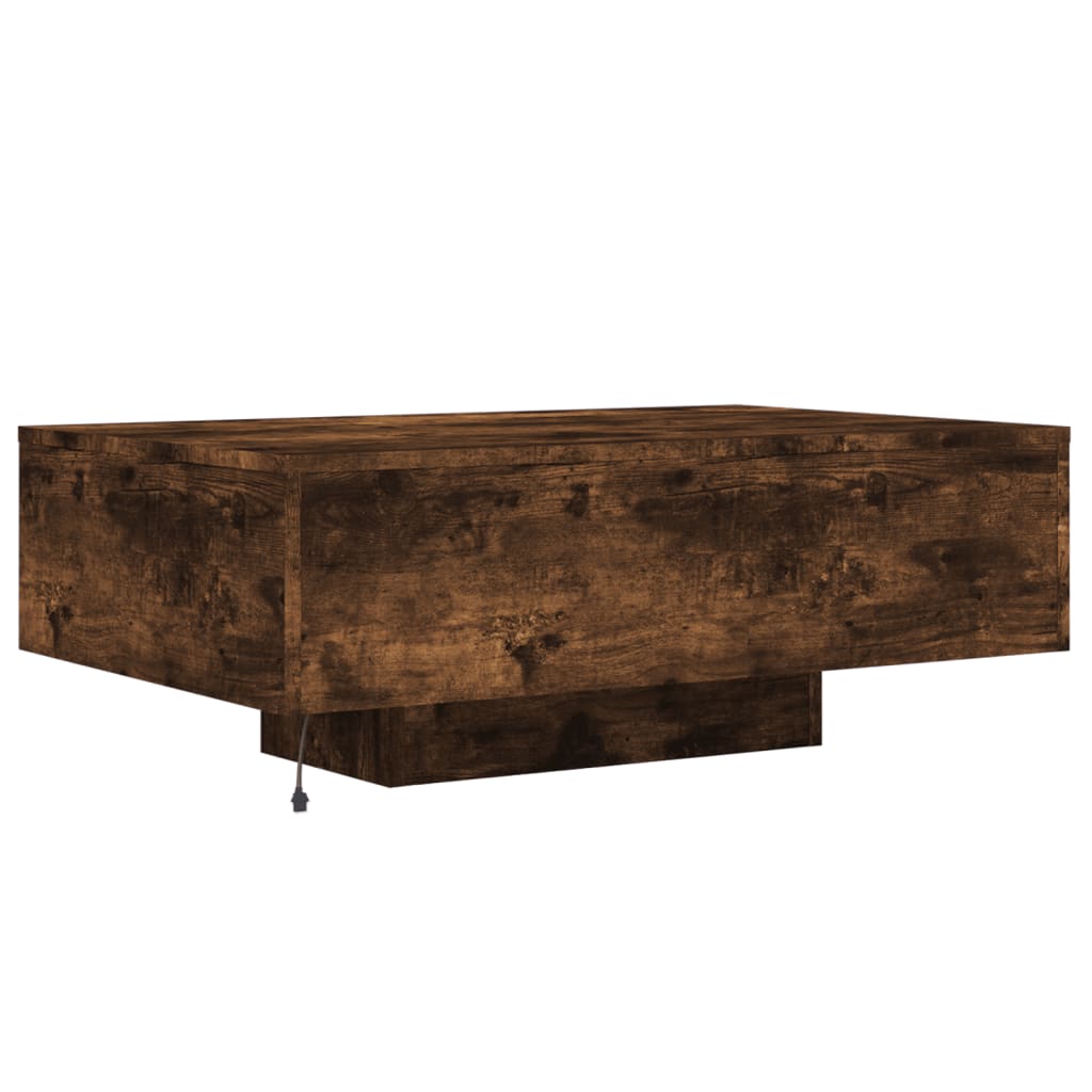 vidaXL Table basse avec lumières LED chêne fumé 85x55x31 cm