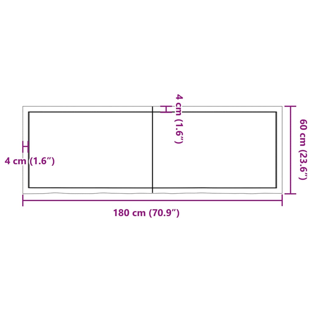 vidaXL Comptoir de salle de bain marron 180x60x(2-4) cm bois traité