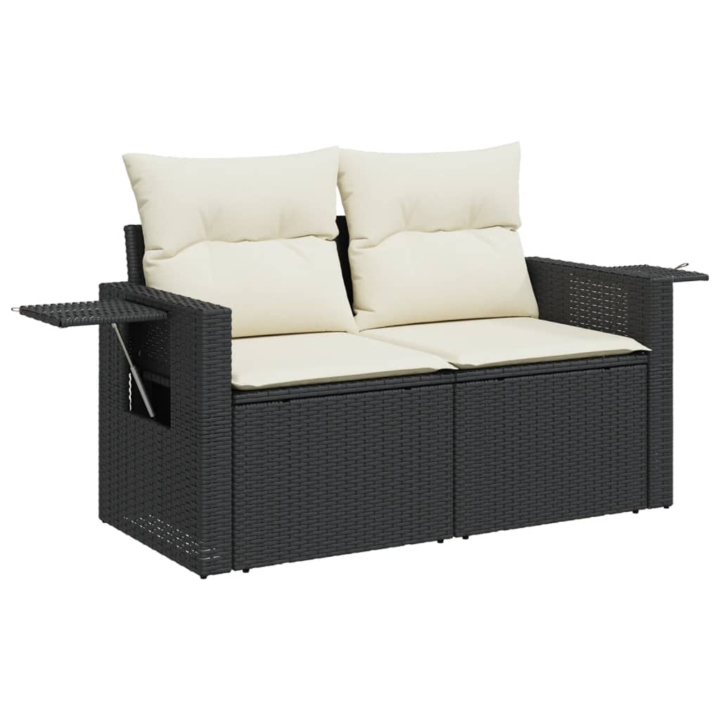 vidaXL Salon de jardin 9 pcs avec coussins noir résine tressée