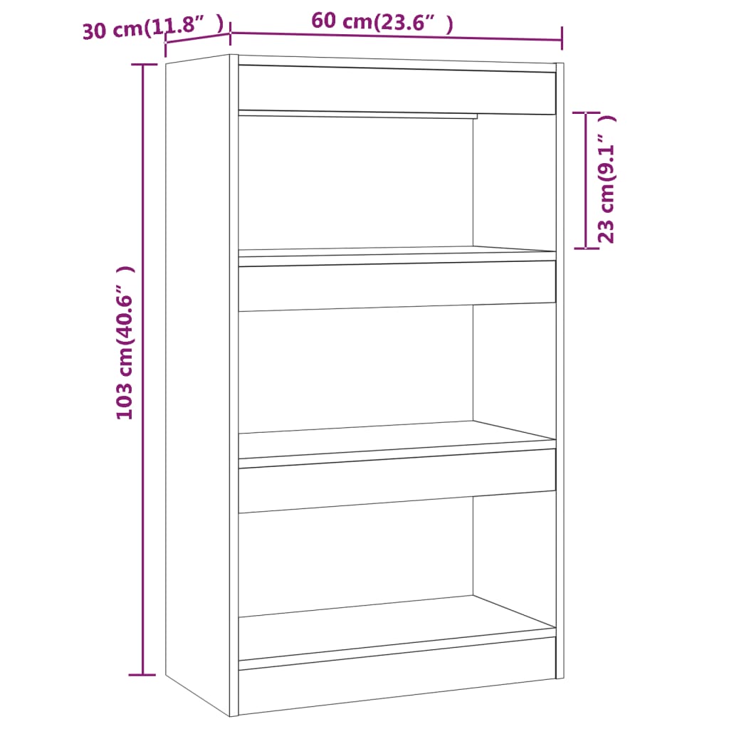 vidaXL Bibliothèque/Séparateur de pièce Chêne fumé Bois d'ingénierie