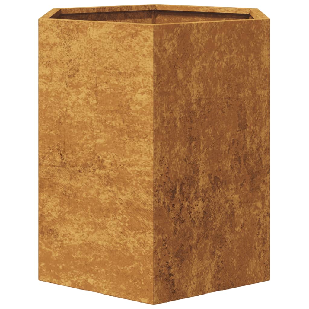 vidaXL Jardinière hexagone 46x40x45 cm acier corten