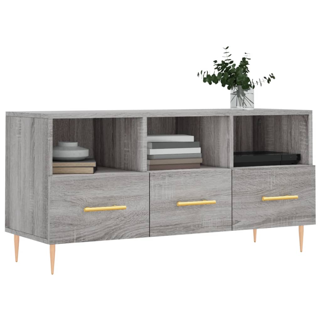 vidaXL Meuble TV sonoma gris 102x36x50 cm bois d'ingénierie