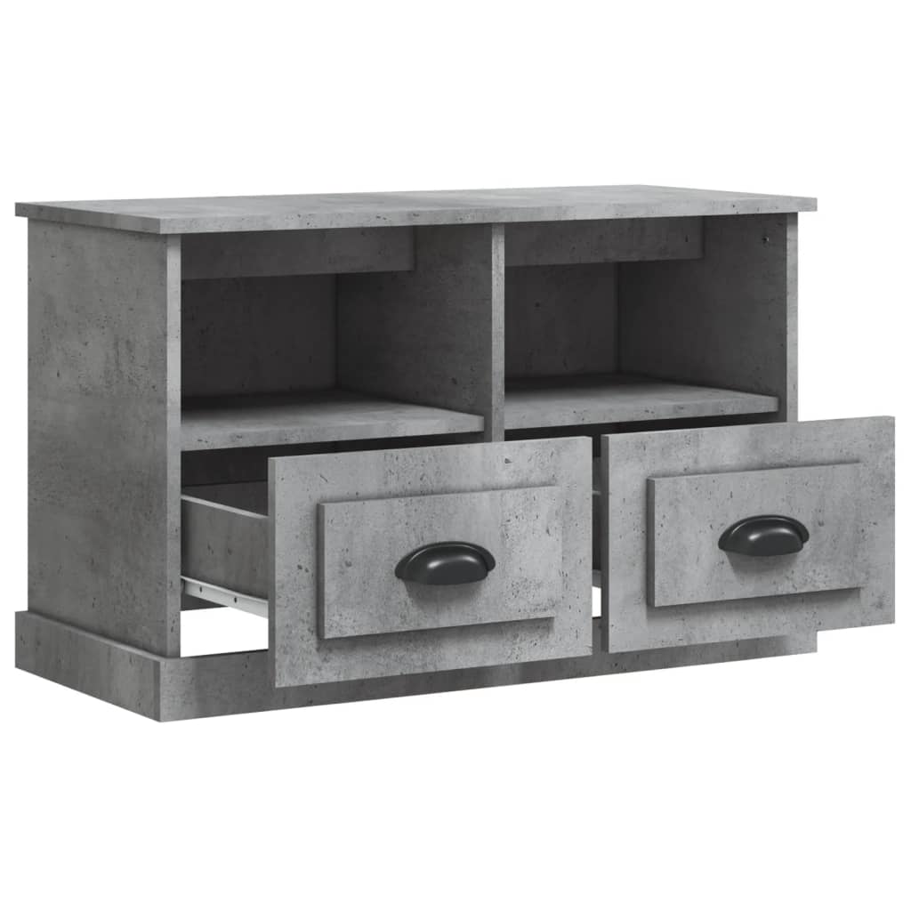 vidaXL Meuble TV gris béton 80x35x50 cm bois d'ingénierie