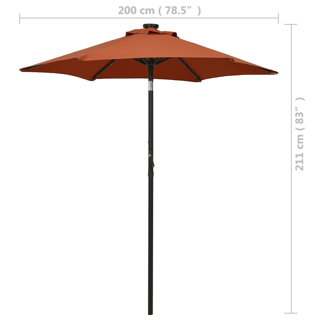 vidaXL Parasol avec lumières LED Terre cuite 200x211 cm Aluminium