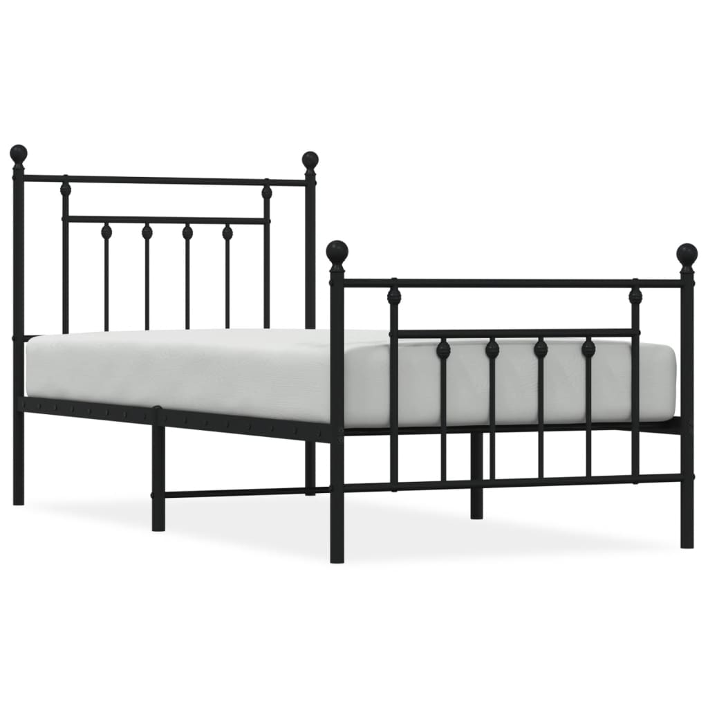 vidaXL Cadre de lit métal sans matelas avec pied de lit noir 90x190 cm