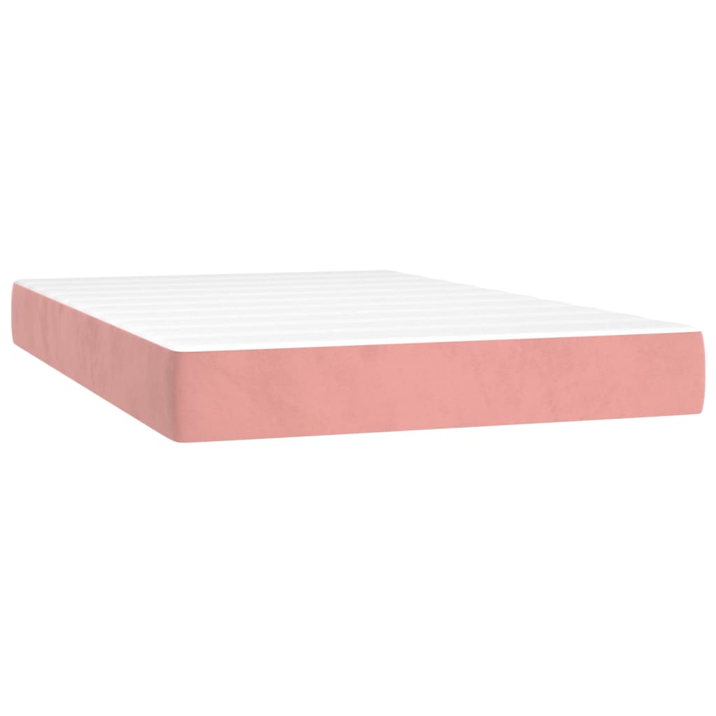 vidaXL Sommier à lattes de lit et matelas LED Rose 120x200 cm Velours