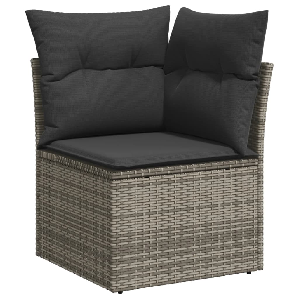 vidaXL Salon de jardin 8 pcs avec coussins gris résine tressée