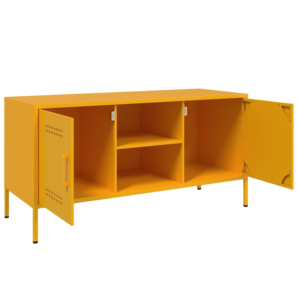 vidaXL Meuble TV jaune moutarde 100,5x39x50,5 cm acier