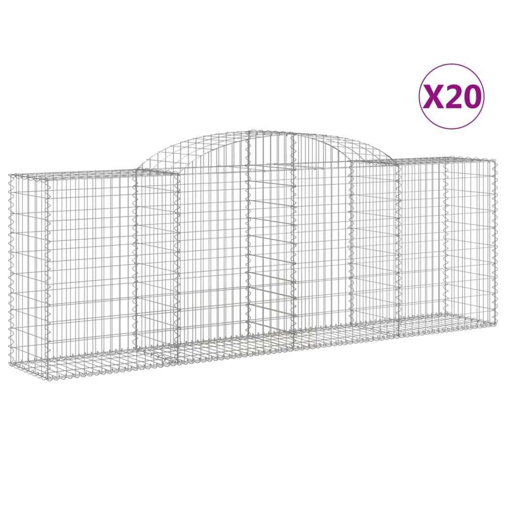 vidaXL Paniers à gabions arqués 20 pcs 300x50x100/120 cm fer galvanisé