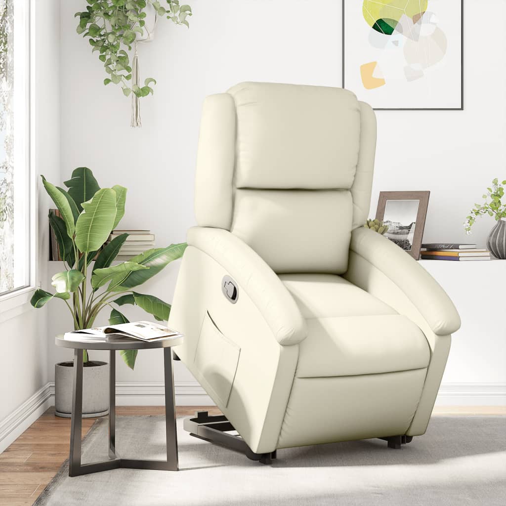 vidaXL Fauteuil inclinable Crème Similicuir