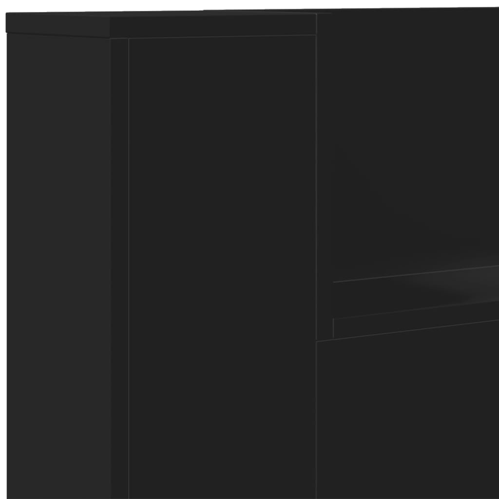 vidaXL Armoire tête de lit avec LED noir 160x16,5x103,5 cm