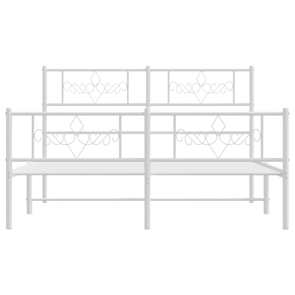 vidaXL Cadre de lit métal sans matelas et pied de lit blanc 140x190 cm