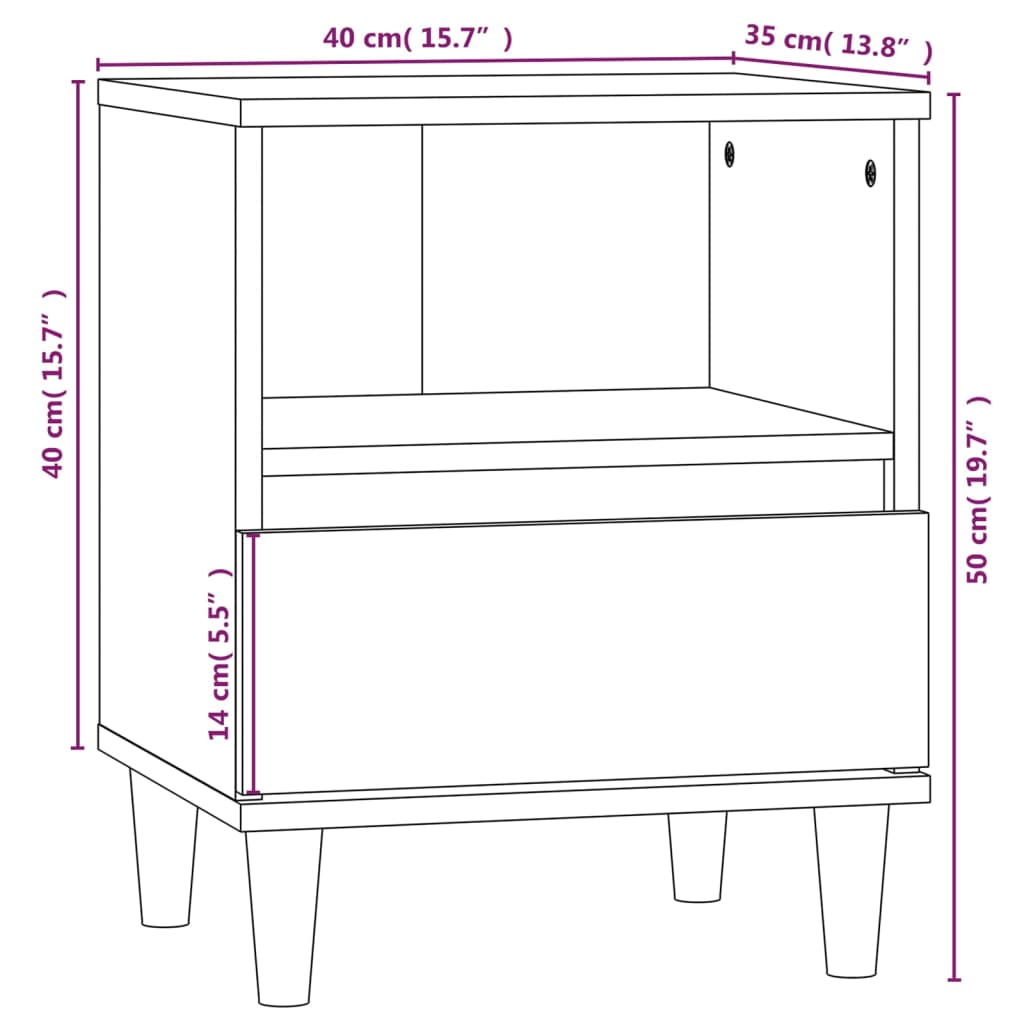 vidaXL Tables de chevet 2 pcs Blanc 40x35x50 cm