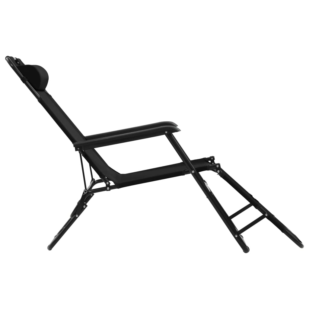 vidaXL Chaises longues pliables 2 pcs avec repose-pied Acier Noir