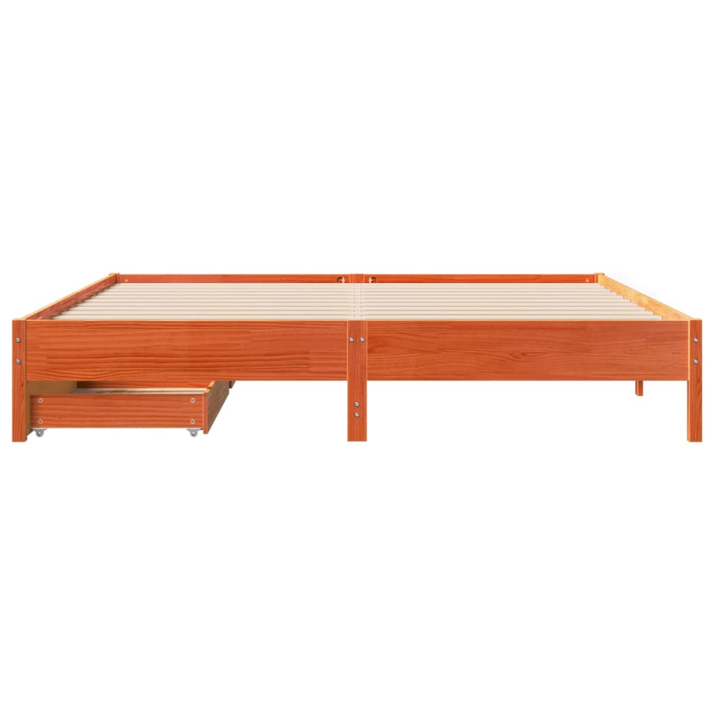 vidaXL Cadre de lit sans matelas cire marron 200x200cm bois pin massif