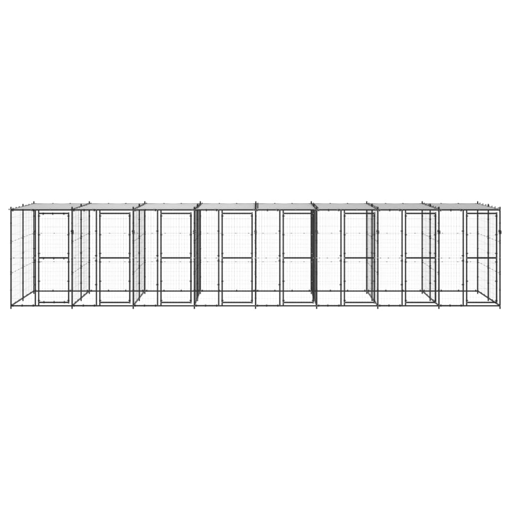 vidaXL Chenil extérieur Acier avec toit 19,36 m²