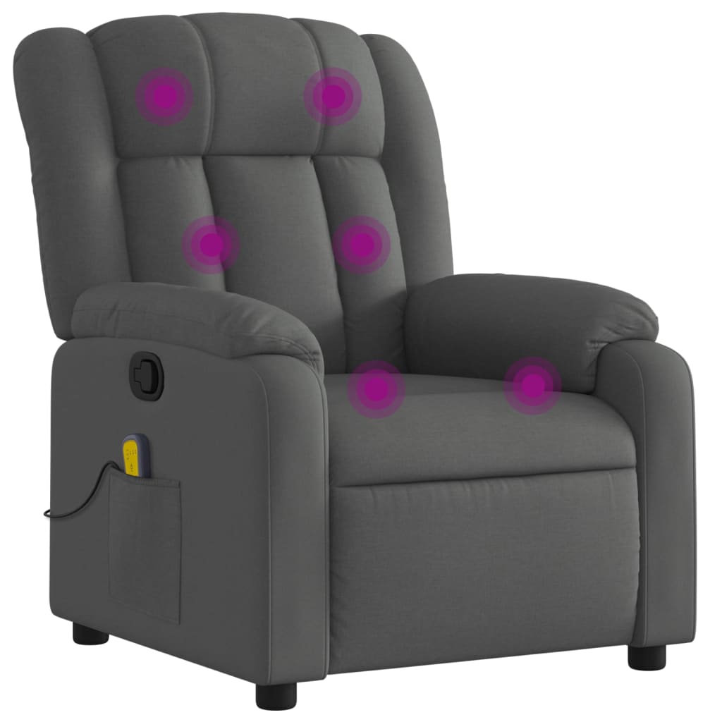 vidaXL Fauteuil de massage inclinable Gris foncé Tissu