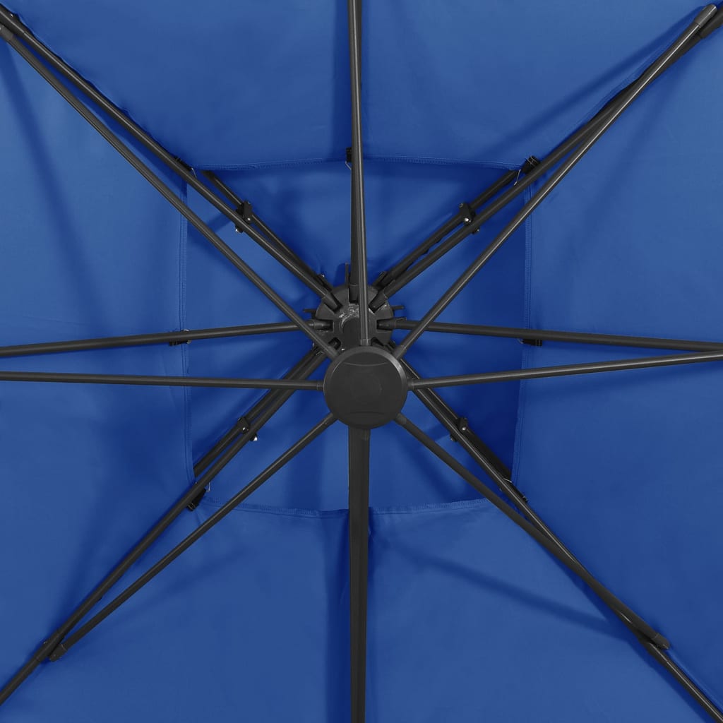 vidaXL Parasol de jardin en porte-à-faux avec double toit bleu azur