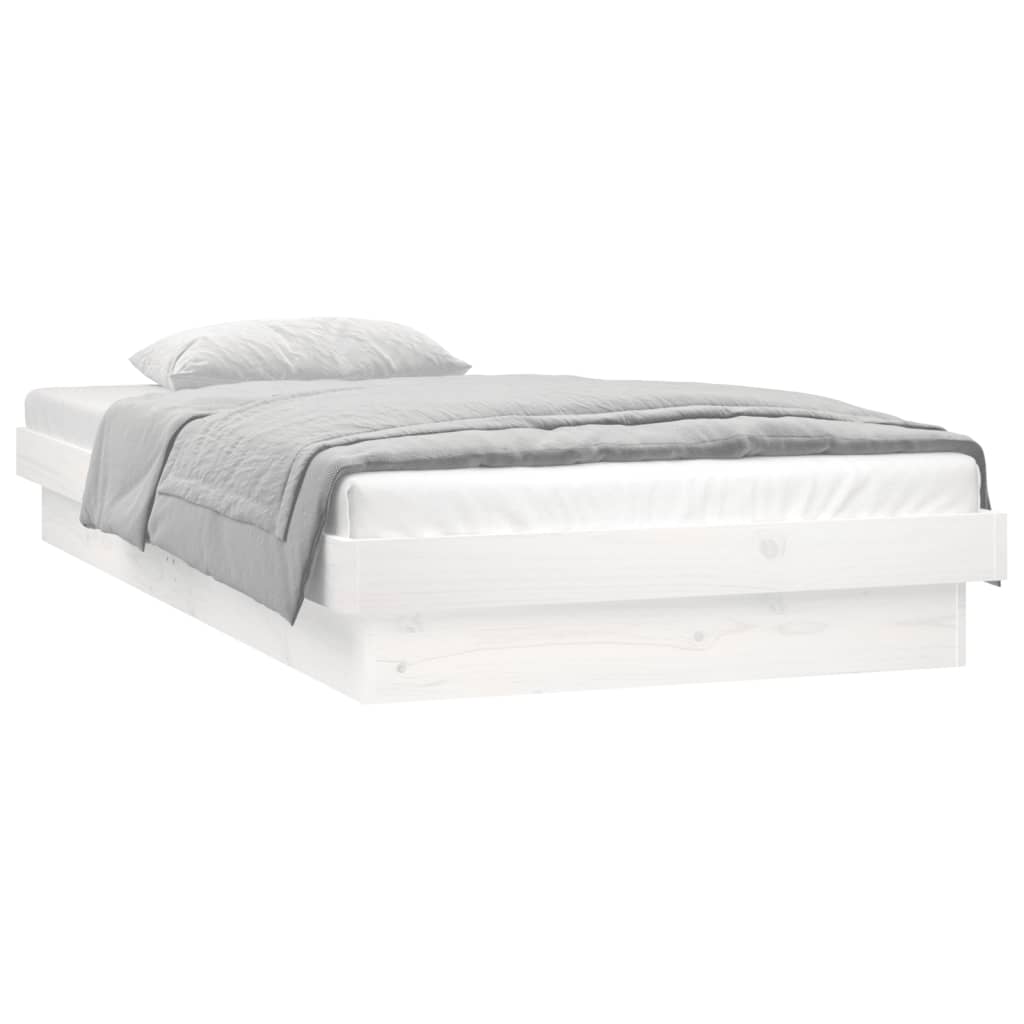 vidaXL Cadre de lit à LED sans matelas blanc bois massif