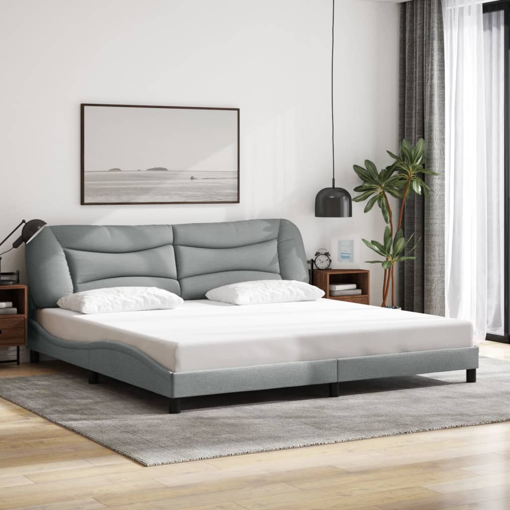 vidaXL Cadre de lit sans matelas gris clair 200x200 cm tissu