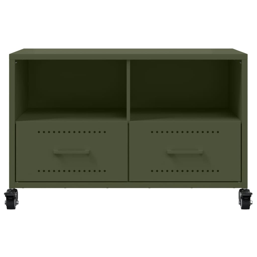 vidaXL Meuble TV vert olive 68x39x43,5 cm acier