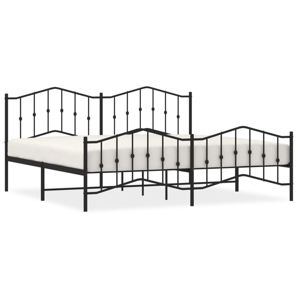 vidaXL Cadre de lit métal sans matelas avec pied de lit noir 193x203cm