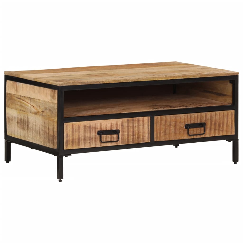 vidaXL Table basse 90x50x30 cm bois massif de manguier brut