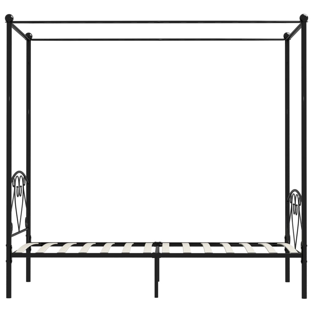 vidaXL Cadre de lit à baldaquin sans matelas noir métal 100x200 cm