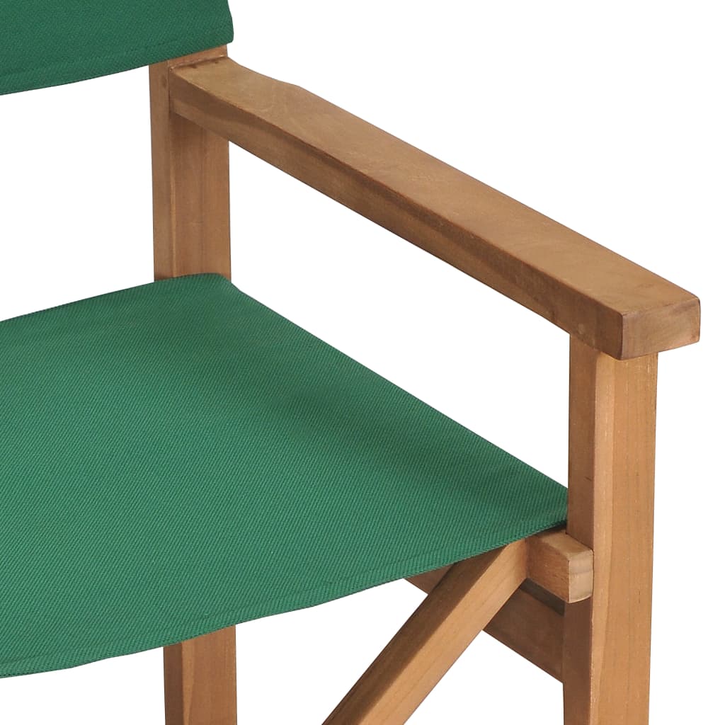 vidaXL Chaises de metteur en scène lot de 2 Bois de teck massif Vert