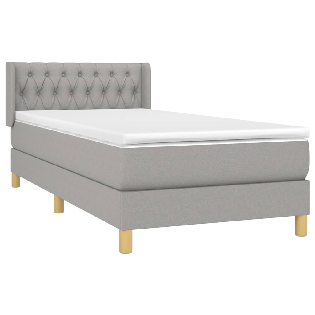 vidaXL Sommier à lattes de lit avec matelas Gris clair 90x200 cm Tissu