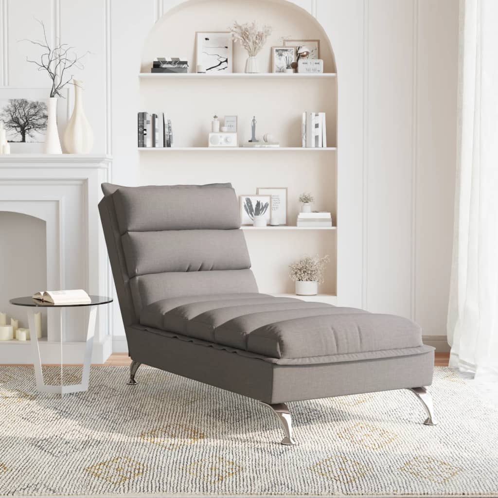 vidaXL Chaise longue avec coussins taupe tissu